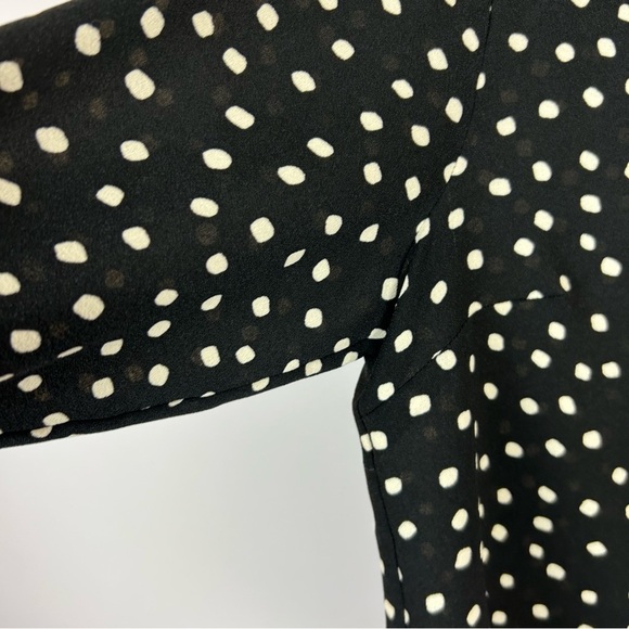 Frank And Oak Black Polka Dot Button-Up Blouse Size Medium - Picture 4 of 9